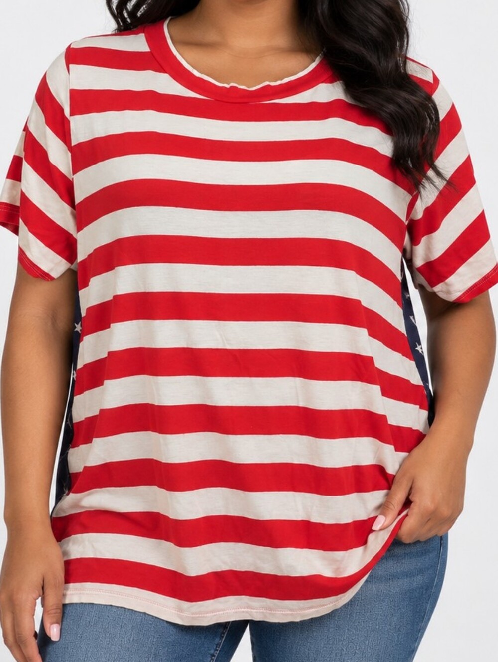 american flag shirt women size medium striped stars short sleeve crew neck top